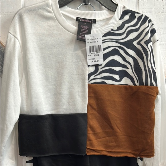 Dillards Xtraordinary brand Colorblock Zebra Print lightweight Shirt & Pants Set - Picture 2 of 5